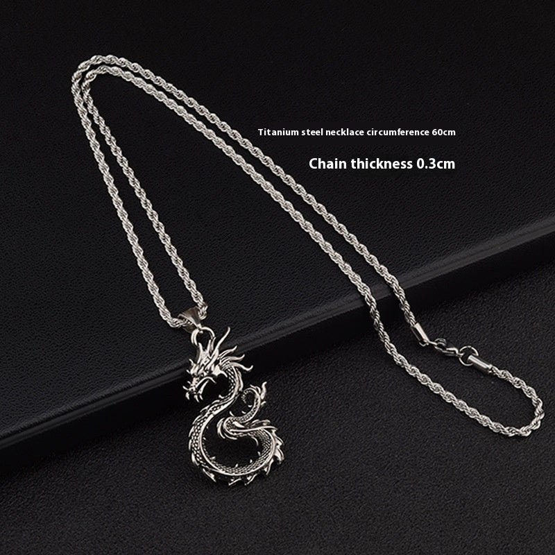 Fashion Jewelry Dragon Sword Pendant Necklace Paved Black Color