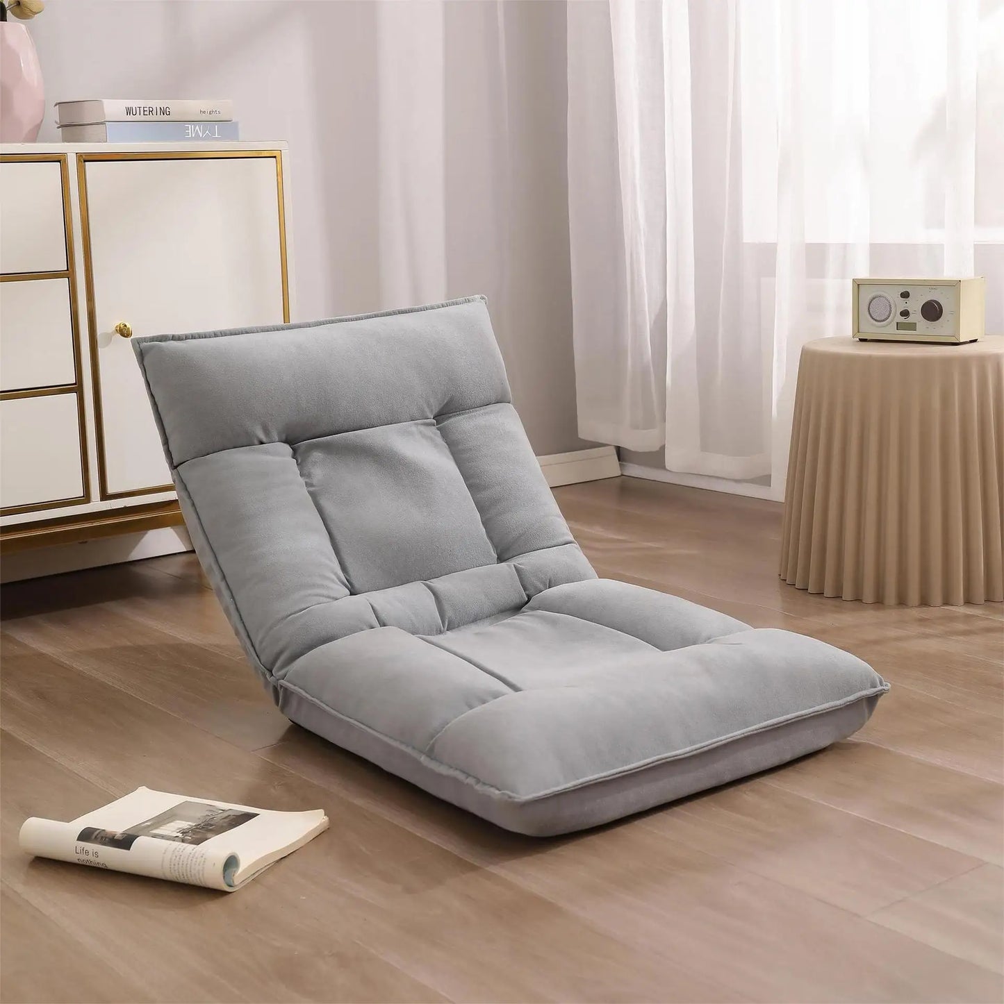 UVR Folding Lazy Sofa Living Room Leisure Backrest Stool Single Tatami Adjustable Balcony Window Reading Chair Furniture