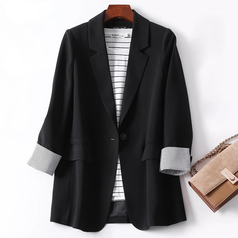 Autumn New Ladies Long Sleeve Spring Casual Blazer Fashion Business Plaid Suits Women Work Office Blazer Coats Female Jacket