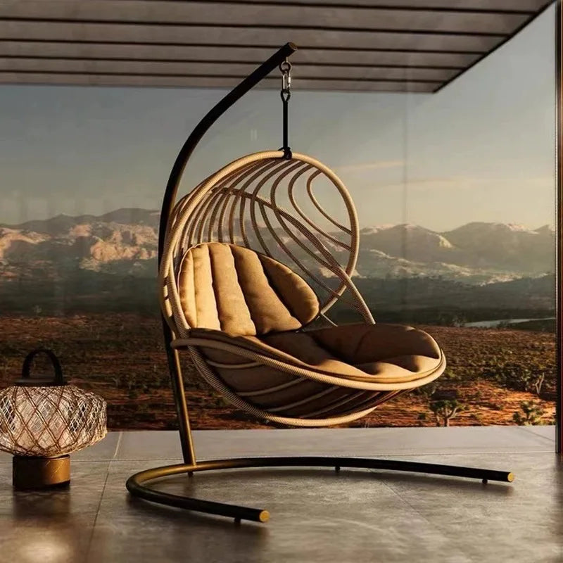 Rattan Wicker Egg Shaped Hanging Cane Swing Chair Fashion Hanging Swing Chair