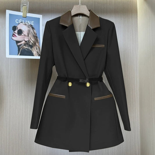 Autumn New Design Sense Stitching Suit Jacket Women Elegant Fashion Office Blazer Coat Lady Casual Slim Suit Outwear Top Clothes