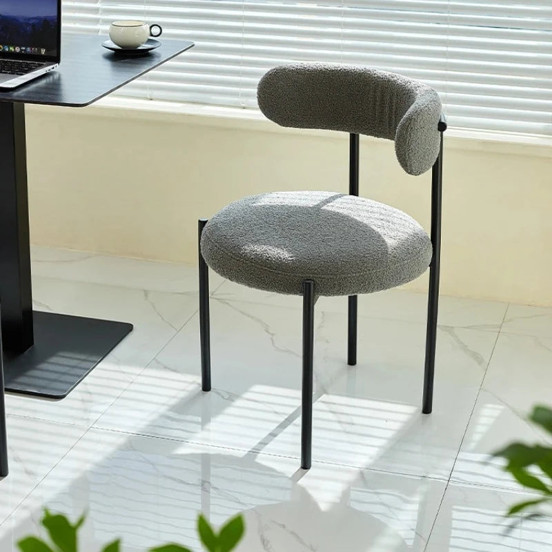 Modern cream style light French style home backrest chair,home bedroom desk chair,cream style lamb velvet dining table and chair