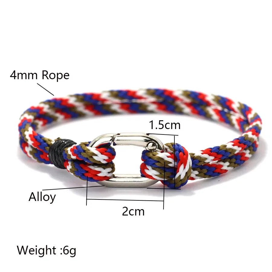 Multicolor Handcrafted Rope Bracelet Men Double Layer Detachable Buckle Ethnic Fabric Braided Wish Braclet Outdoor Camping Joias