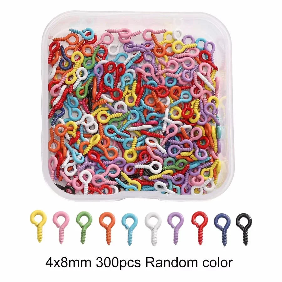 Colored DIY Jewelry Accessories Set Bead Keychain Open Jump Rings Lobster Clasp Hook Small Screw Eye Pins for DIY Jewelry Making