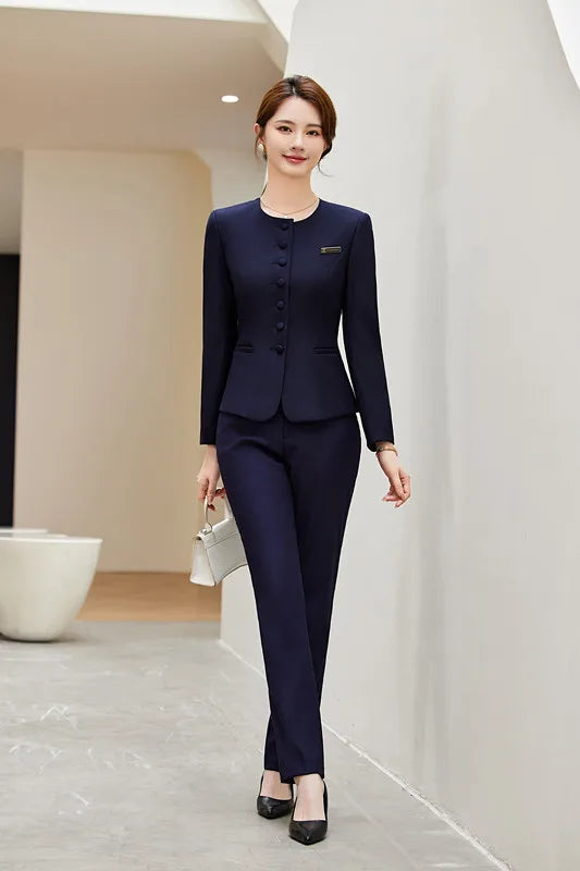 NAVIU Formal Skirt Suits Two Piece Set Women 2025 Office Ladies Single Button Slim Blazer High Waisted Suits Skirt Work Wear