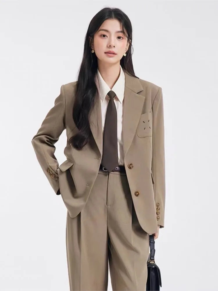 Autumn Fashion Ladies Pantsuit Formal Women Office Business Work Wear Blazer and Trousers 2 Piece Set Female Clothes Outfits New