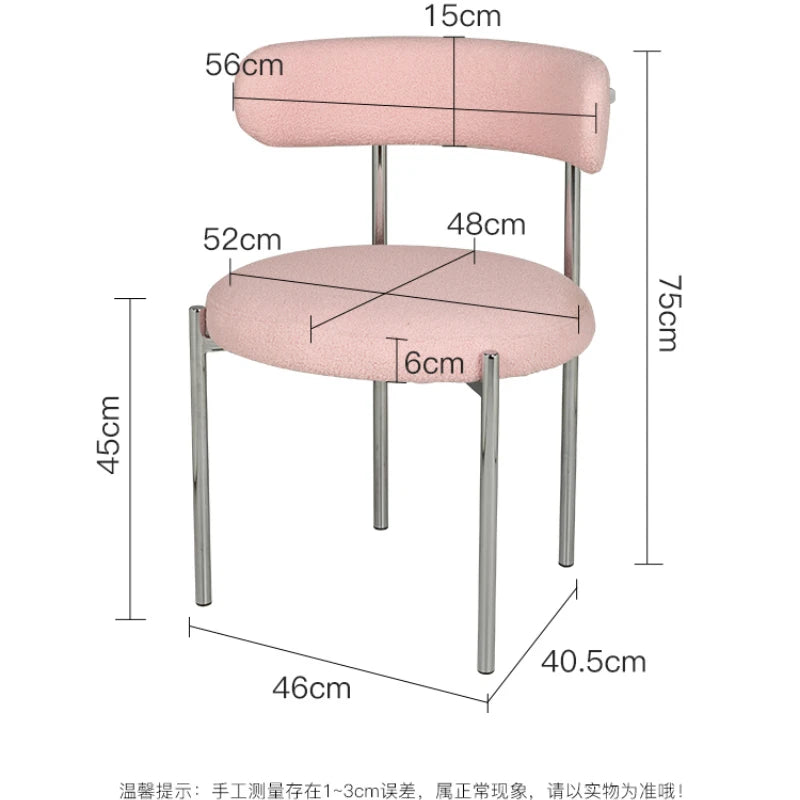 Modern cream style light French style home backrest chair,home bedroom desk chair,cream style lamb velvet dining table and chair