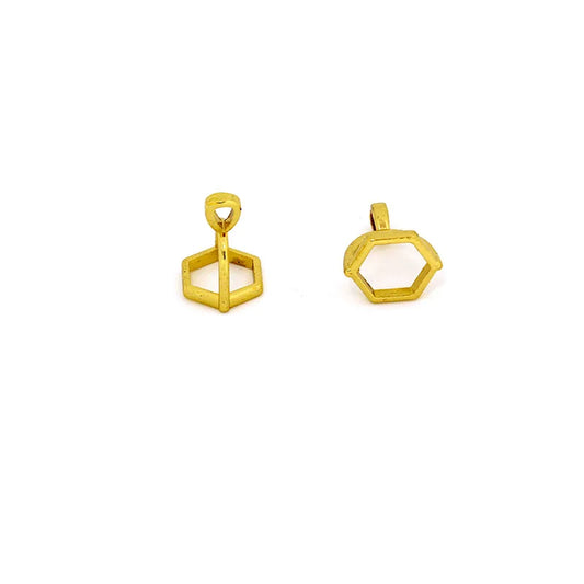 20Pcs Hexagonal Gemstone Cap Natural Stone Crystal Pillar Pendant Caps For Jewelry Making Pendant Necklace Connectors Clasp DIY