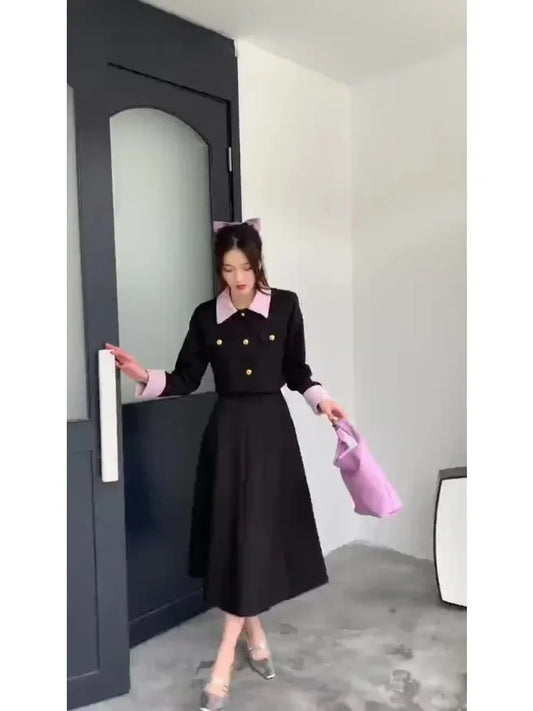 Insozkdg Autumn High Quality Ensemble Femme 2 Piece Sets Women Outfits Fashion Short Jacket Coat + Pleated Skirt Two Piece Set