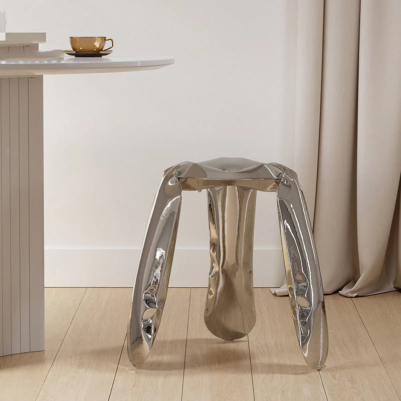 Modern Design Stainless Steel High Bar Stool Stackable Outdoor Dining Cafe Metal Chair for Home Furniture Use