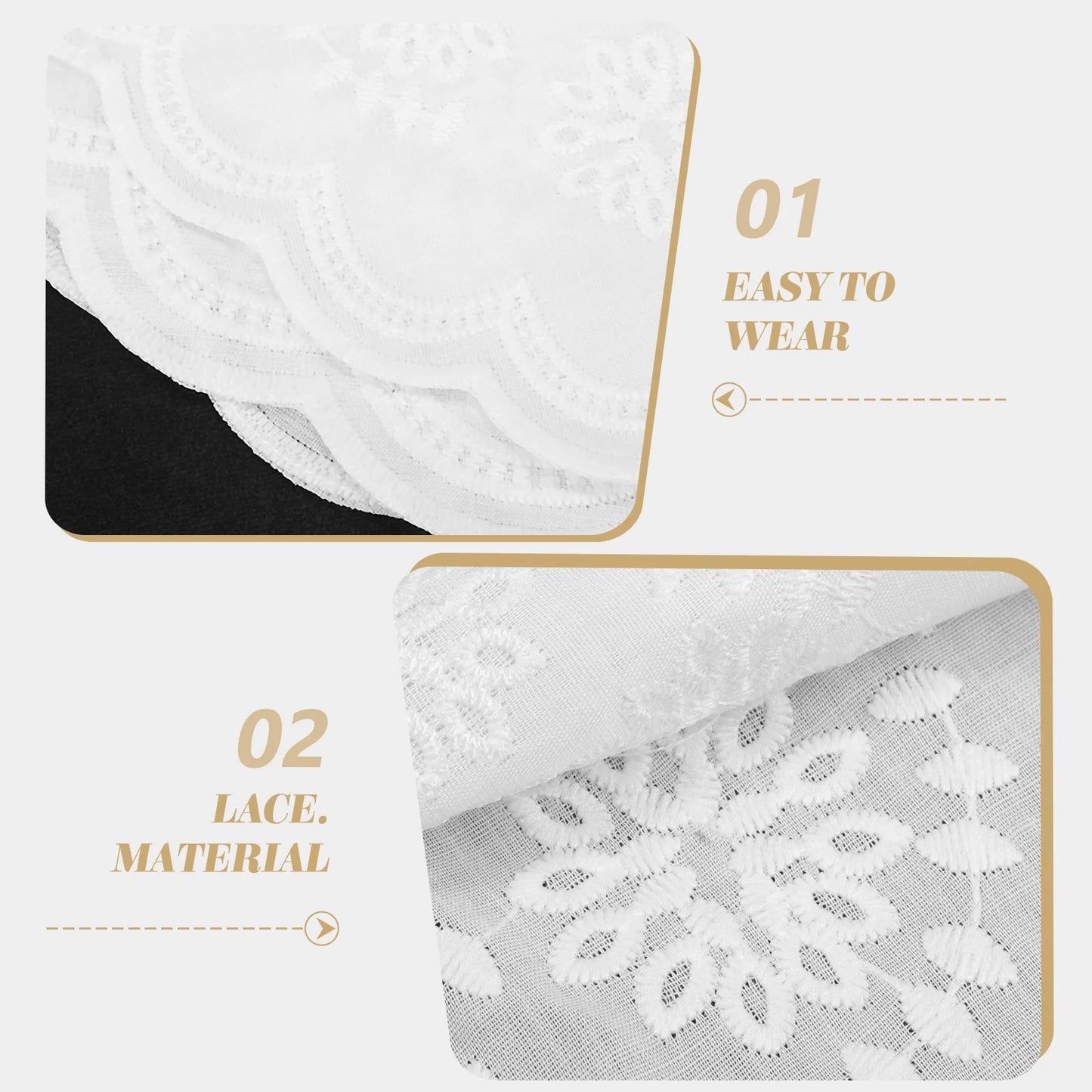 Exquisite Lace False White Stretchy Fashion Neckline Accessory For Women Wedding Party Wear Compatible With T-Shirts Sweaters