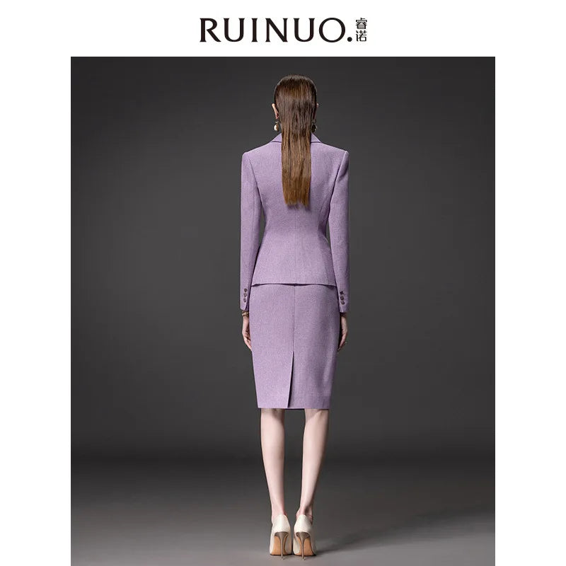 New Tweed Suits Women's Winter Professional Skirt 2Piece Set Female Work Wear Clothing OL Office Formal  костюмы женские Blazer