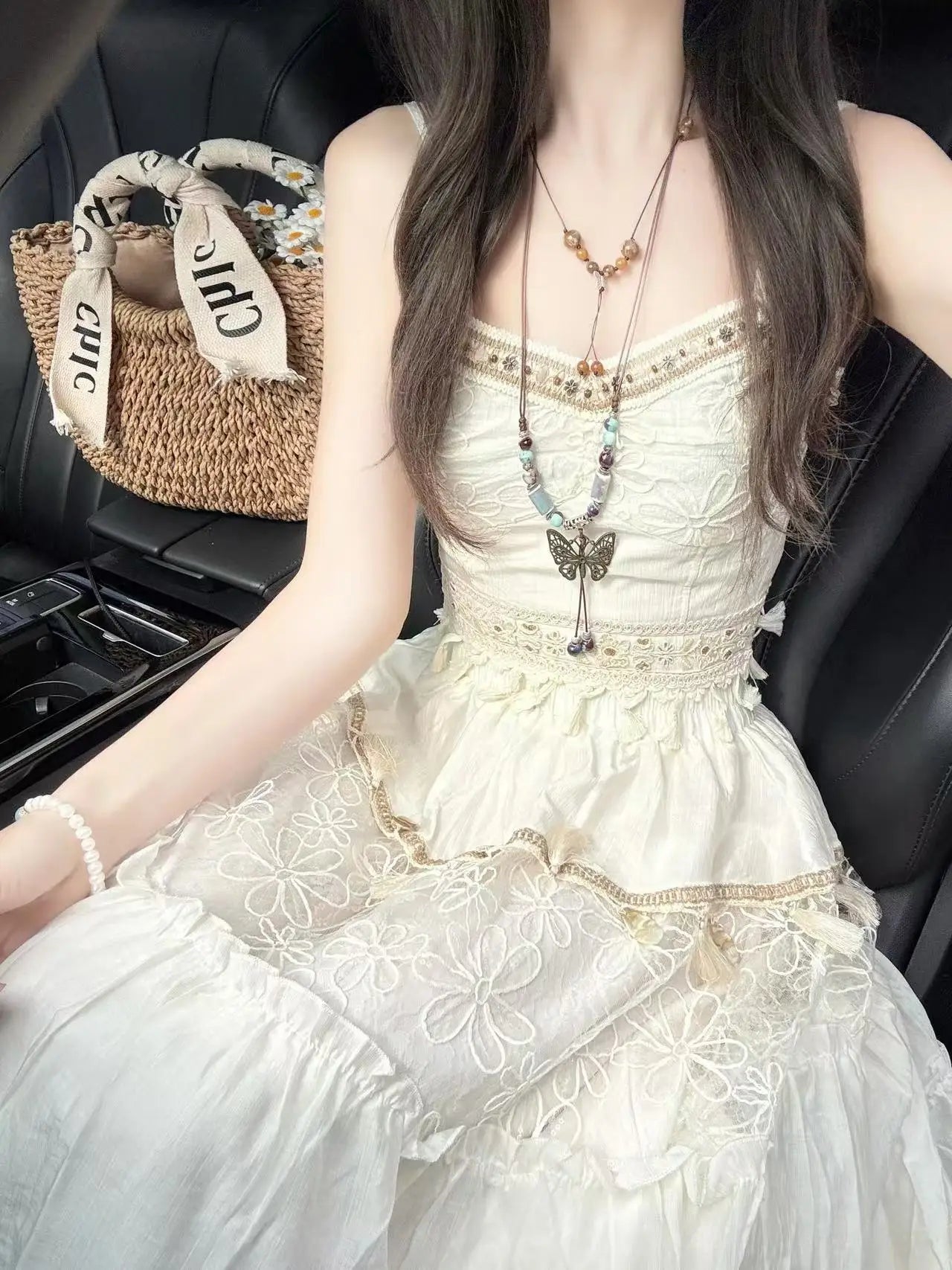 Vintage Ethnic Sleeveless Crop Top + Fringe Hem Skirt 2024 Spring/Summer Women's Hippie Two-Piece Outfit Festival Boho Co-ord