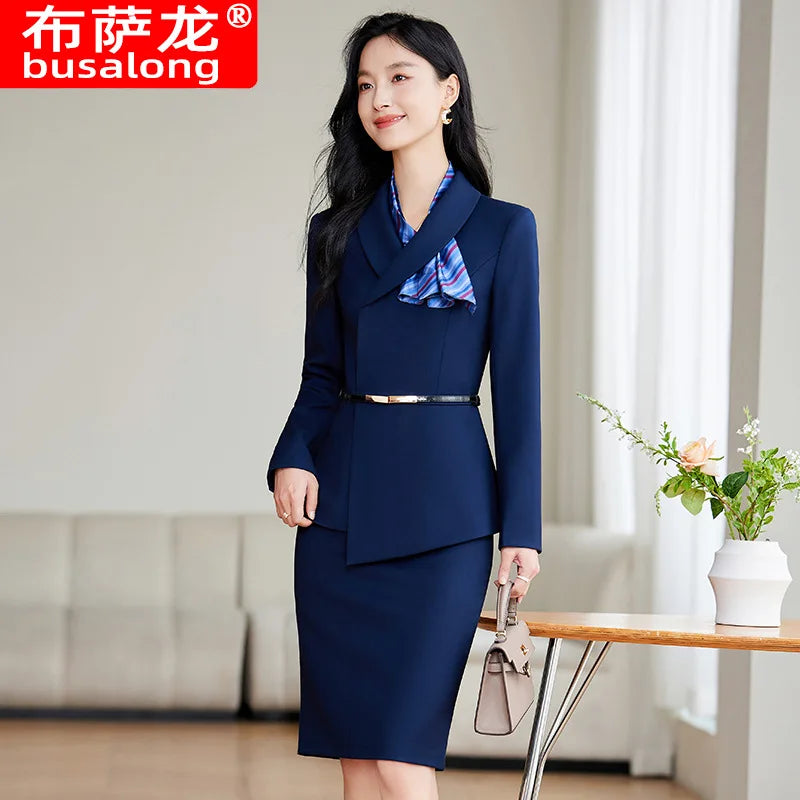 Work Clothes Business Temperament Women's Spring and Autumn Formal Wear Hotel Manager Front Desk Jewelry Shop Workwear Business