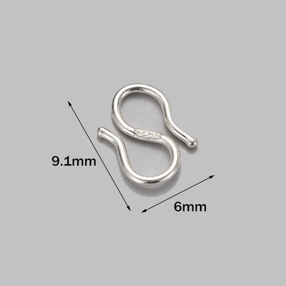 2Pcs 925 Sterling Silver Letter S M Shape Buckle Connectors For DIY Necklace Bracelet End Clasps Hooks Jewelry Making Supplies