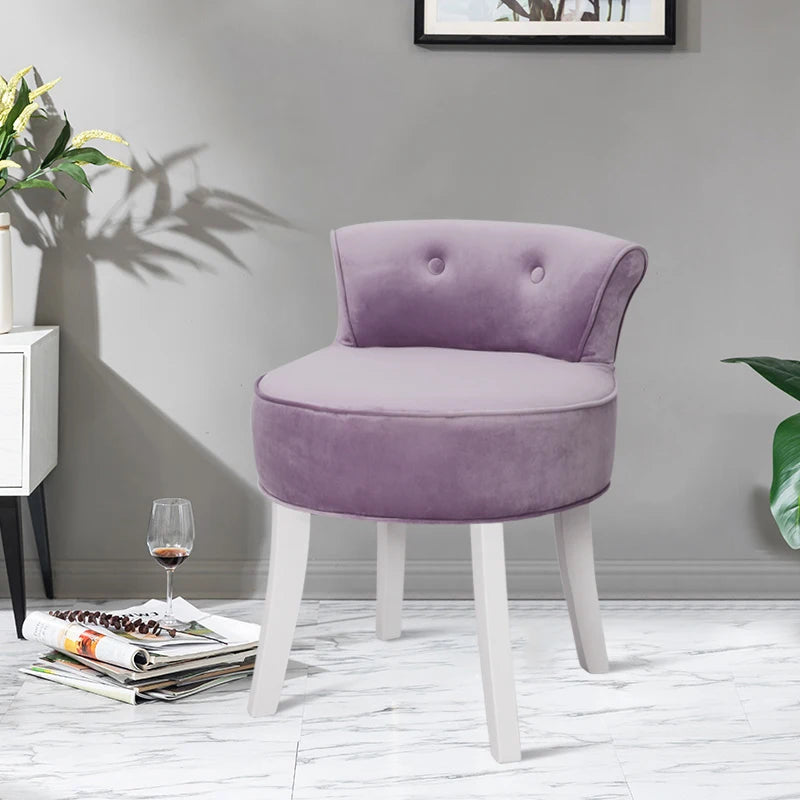 Modern Upholstered Velvet Dressing Table Stool, Low Back Bedroom Chair Makeup Chair Lounge Stool