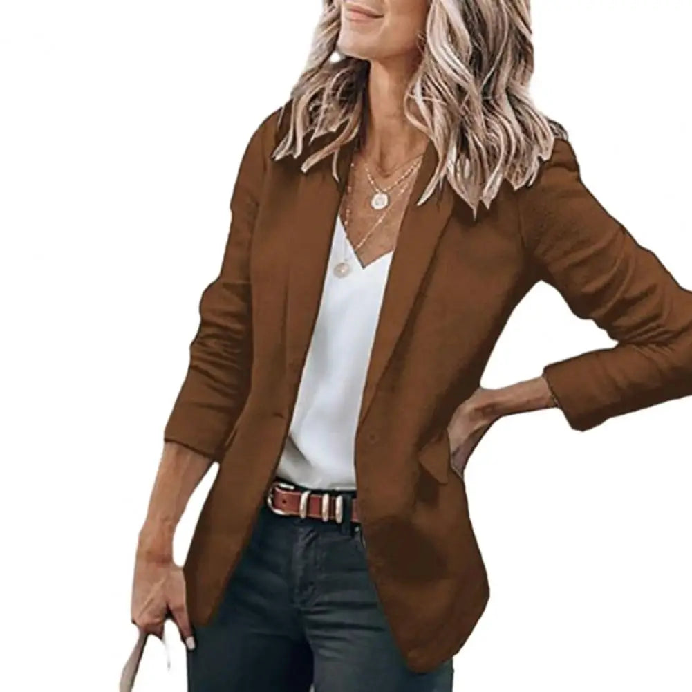Women Cardigan Coat Slim Fit Long Sleeve Formal Business Office OL Style Single Button Cardigan Lady Suit Jacket