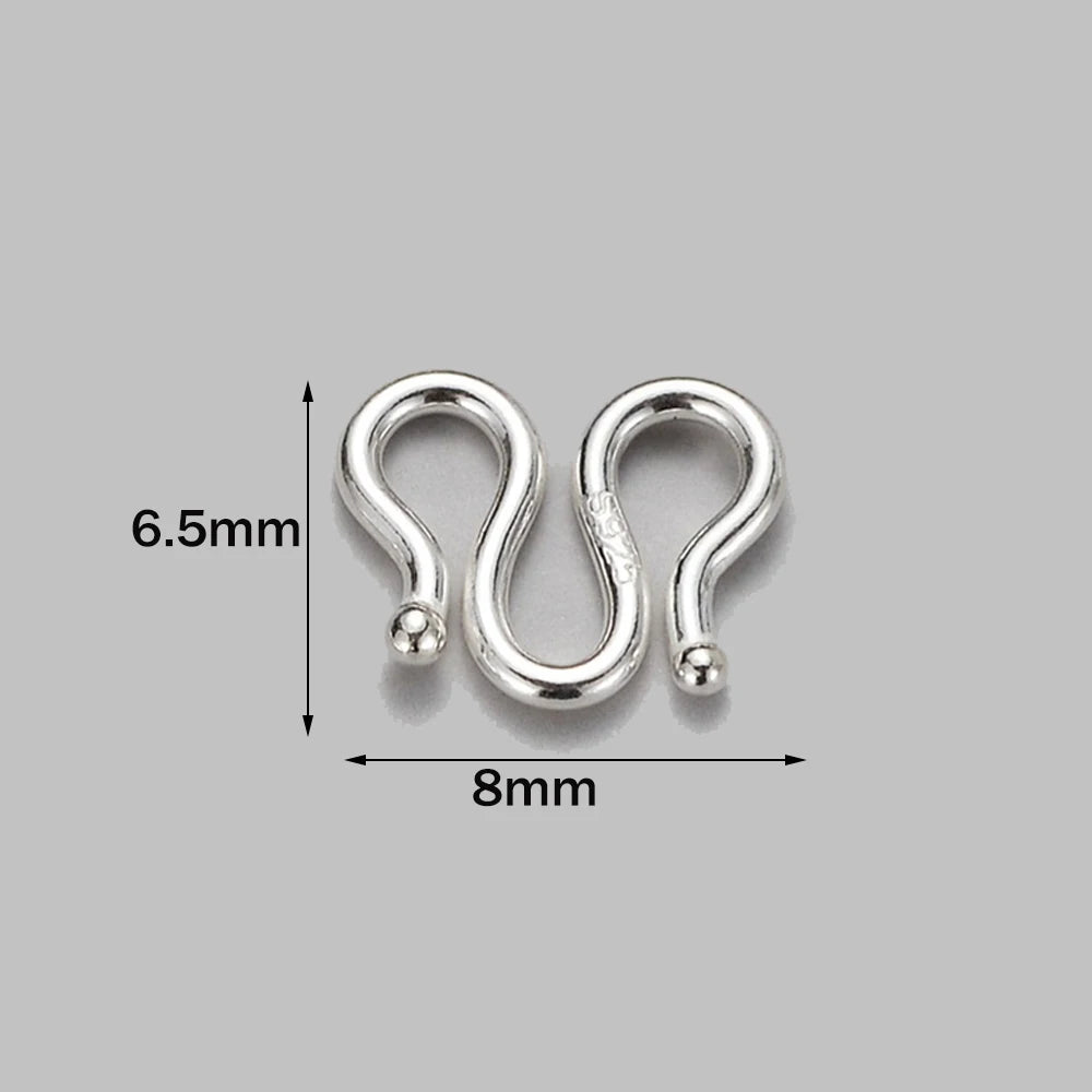 2Pcs 925 Sterling Silver Letter S M Shape Buckle Connectors For DIY Necklace Bracelet End Clasps Hooks Jewelry Making Supplies