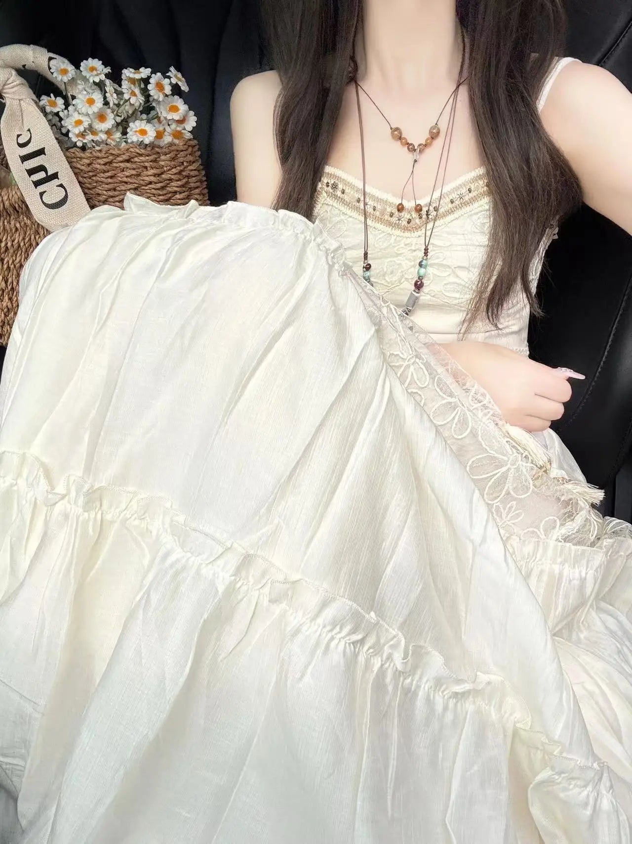 Vintage Ethnic Sleeveless Crop Top + Fringe Hem Skirt 2024 Spring/Summer Women's Hippie Two-Piece Outfit Festival Boho Co-ord