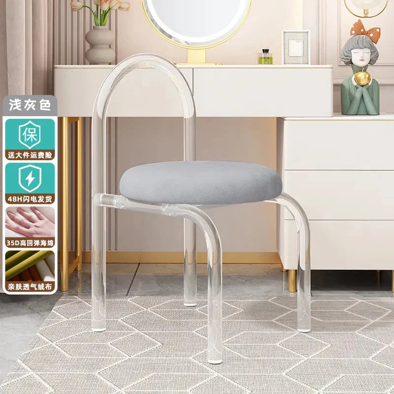 Nordic Luxury Modern Nordic Bedroom Originality Vanity Stools Cream Style Home Backrest Famous Transparent Dressing Furniture