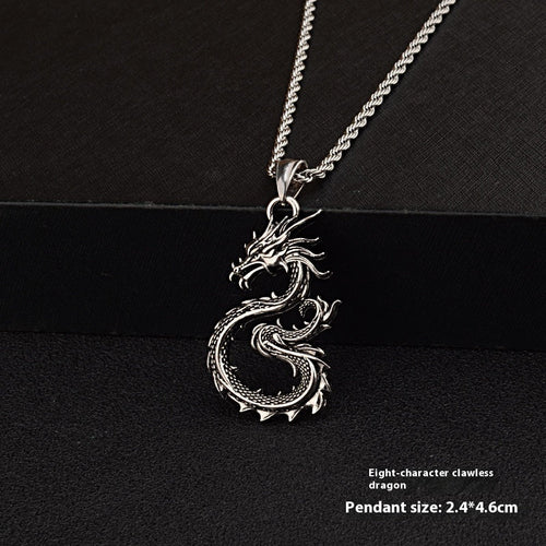 Fashion Jewelry Dragon Sword Pendant Necklace Paved Black Color