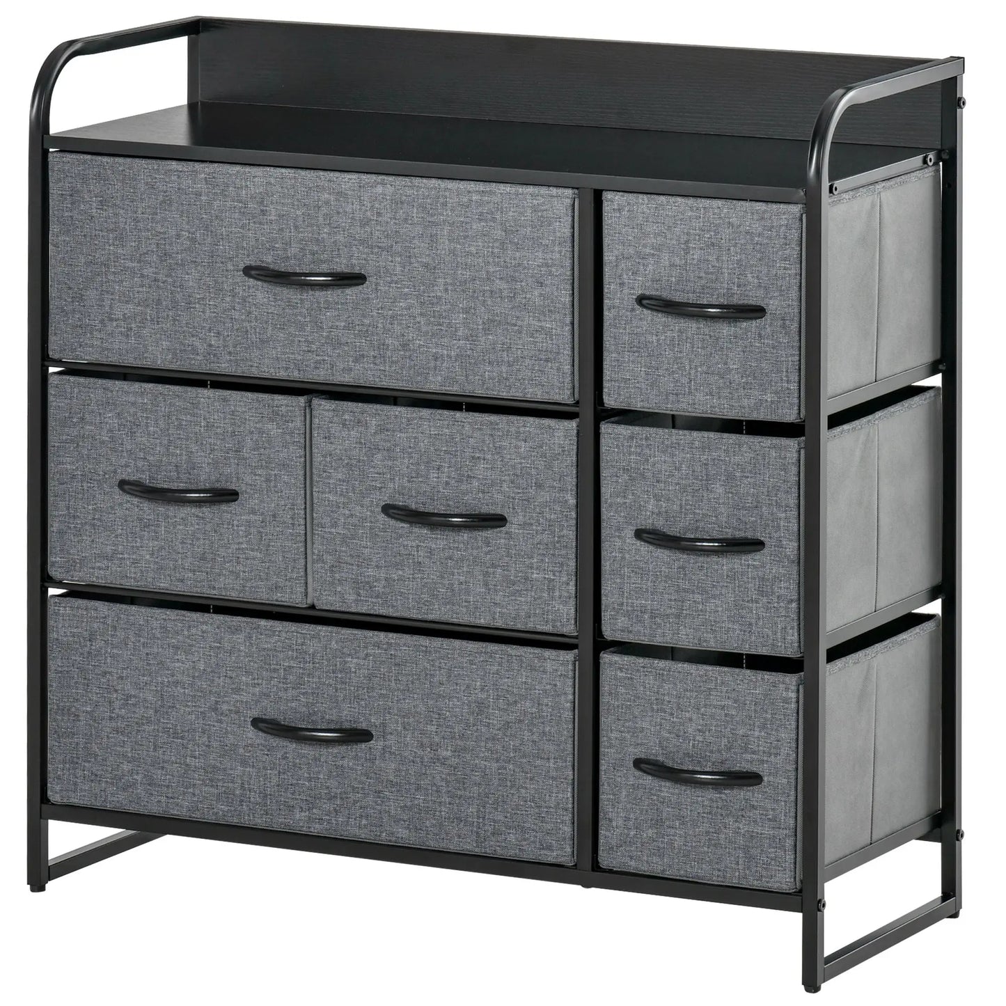 HOMCOM 3-Tier Fabric Bedroom Dresser with 7 Foldable Drawers, Grey