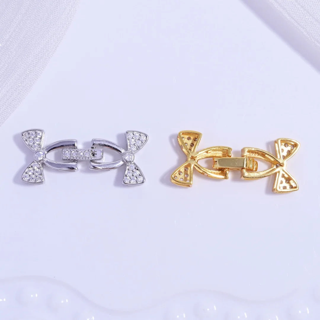 S925 Sterling Silver Multi - row Pearl Necklace and Bracelet Clasp, DIY Handmade Pearl Beading Link Clasp Accessories SK118