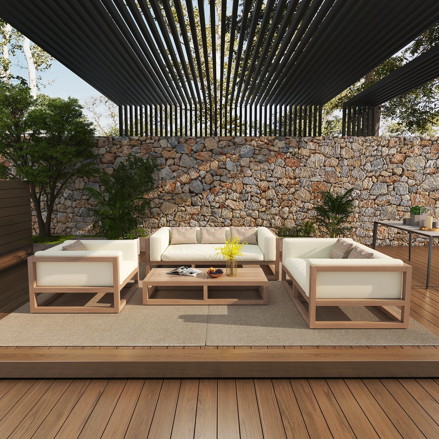 All Weather Hotel Sofa Patio Garden Lounge Teak Corner Corner Sofas Sets Outdoor Furniture Outdoor Sectional