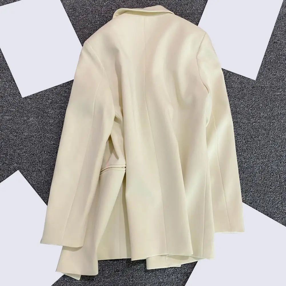 Lapel Long Sleeve Suit Jacket Elegant Lapel Double Breasted Suit Coat for Men Classic Business Outwear with Pockets Stylish
