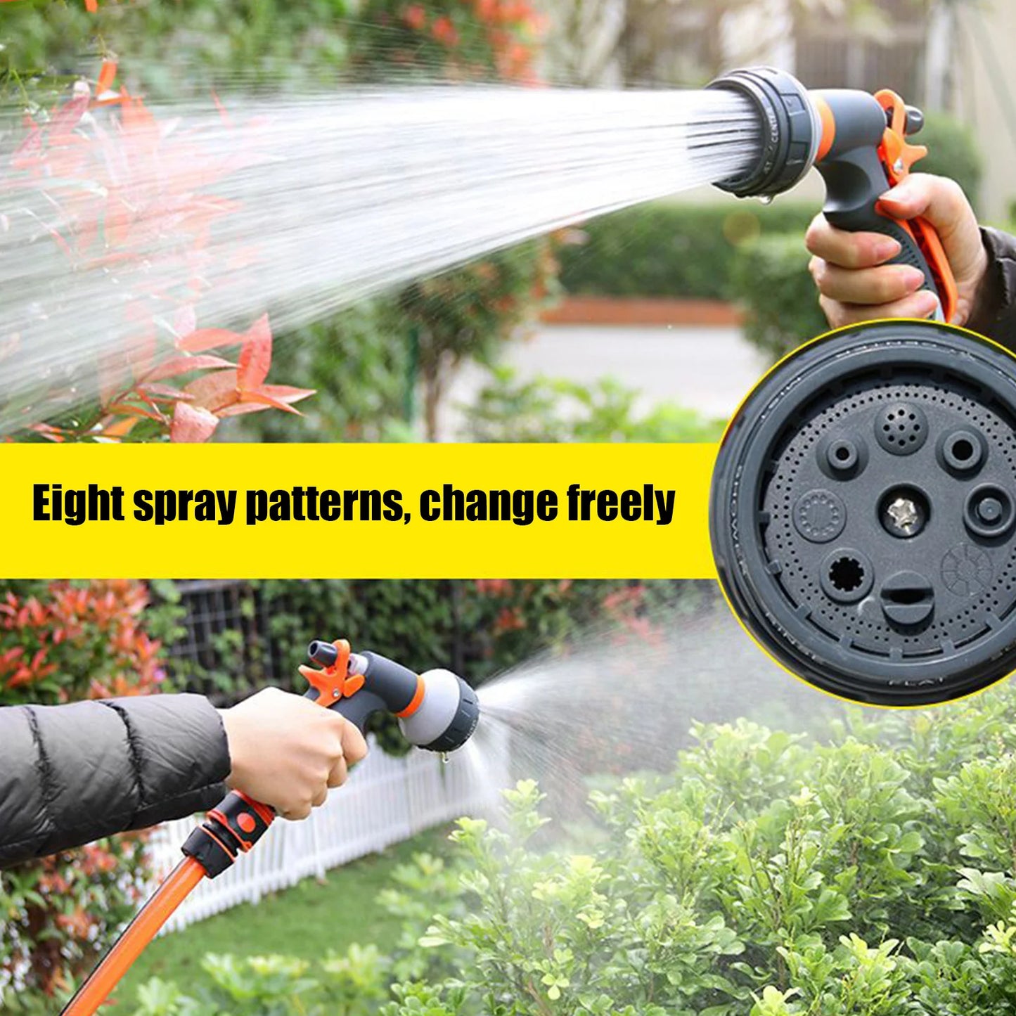 Water Hose Nozzle Water Sprayer Nozzle For Garden Hose High Pressure Irrigation Attachment Head With 8 Adjustable Spray Patterns