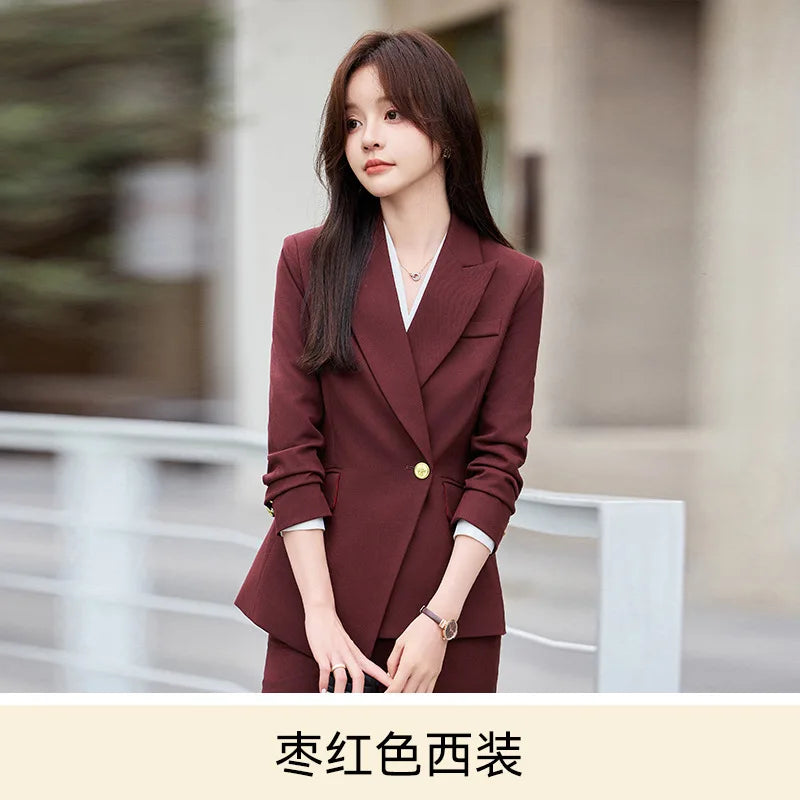 Khaki Suit for Women2024New Style Elegant Goddess Commuting Workwear Business Manager Professional Formal Wear