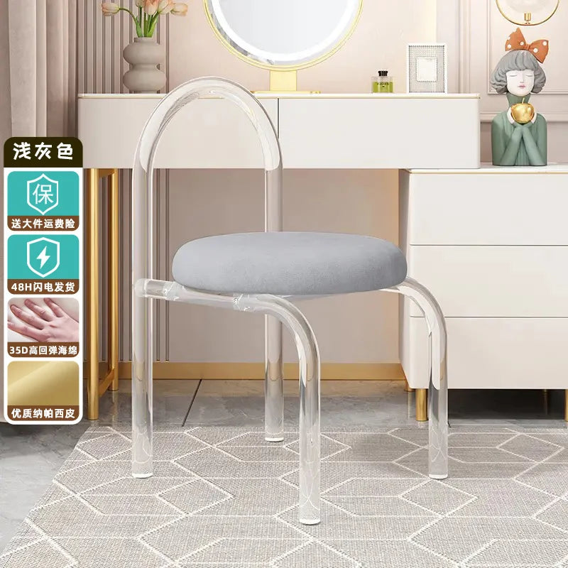 Nordic Luxury Modern Nordic Bedroom Originality Vanity Stools Cream Style Home Backrest Famous Transparent Dressing Furniture