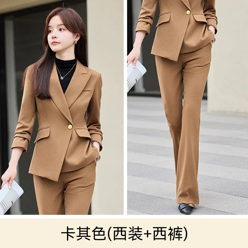 Khaki Suit for Women2024New Style Elegant Goddess Commuting Workwear Business Manager Professional Formal Wear