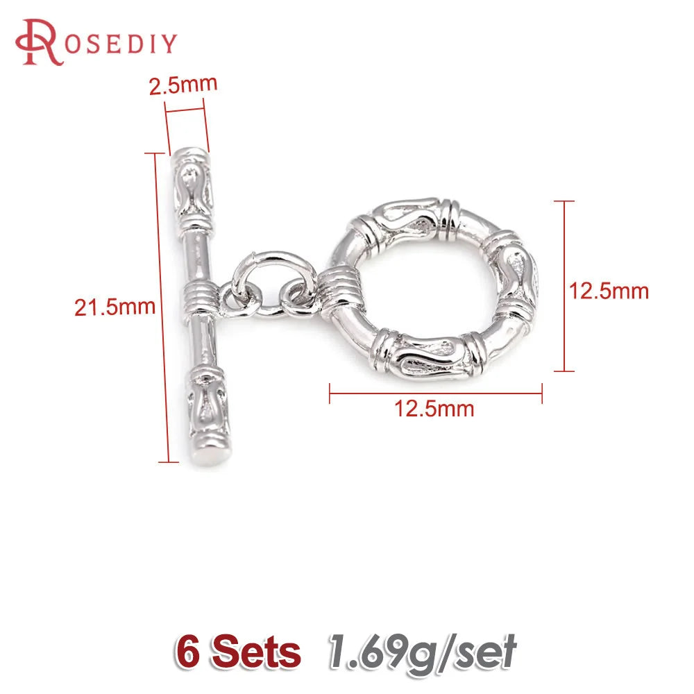 18K Gold Color Brass Round Shape Heart O Toggle Clasps Bracelet Connect Clasps Diy Jewelry Making Supplies Accessories for Women