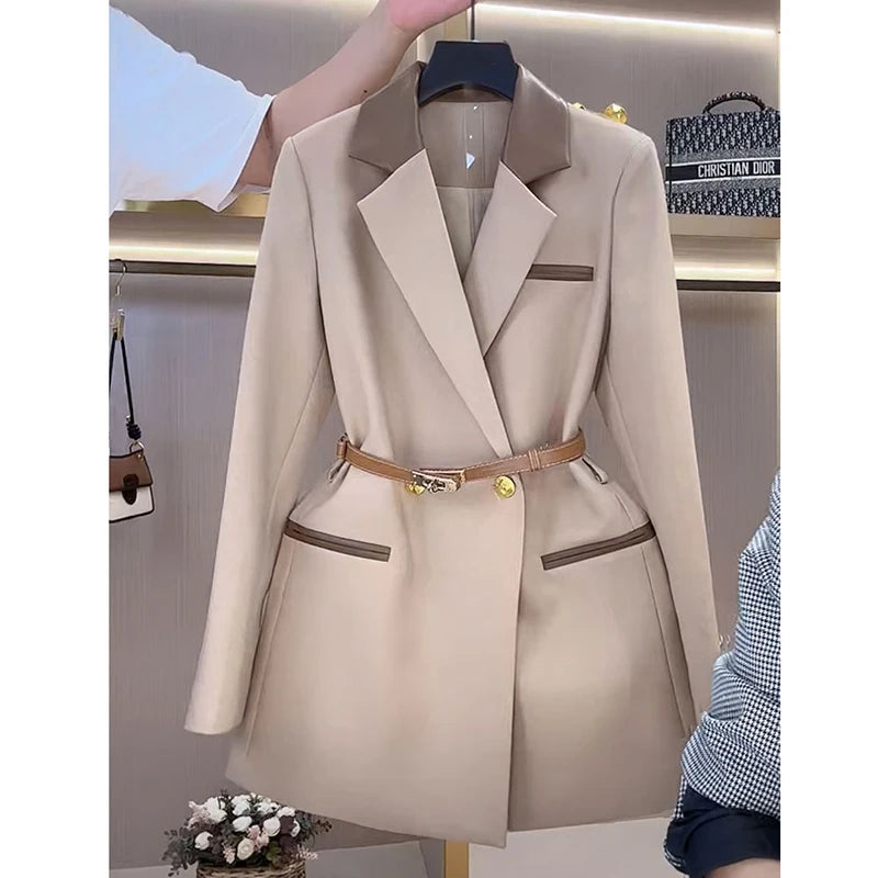 Autumn New Design Sense Stitching Suit Jacket Women Elegant Fashion Office Blazer Coat Lady Casual Slim Suit Outwear Top Clothes