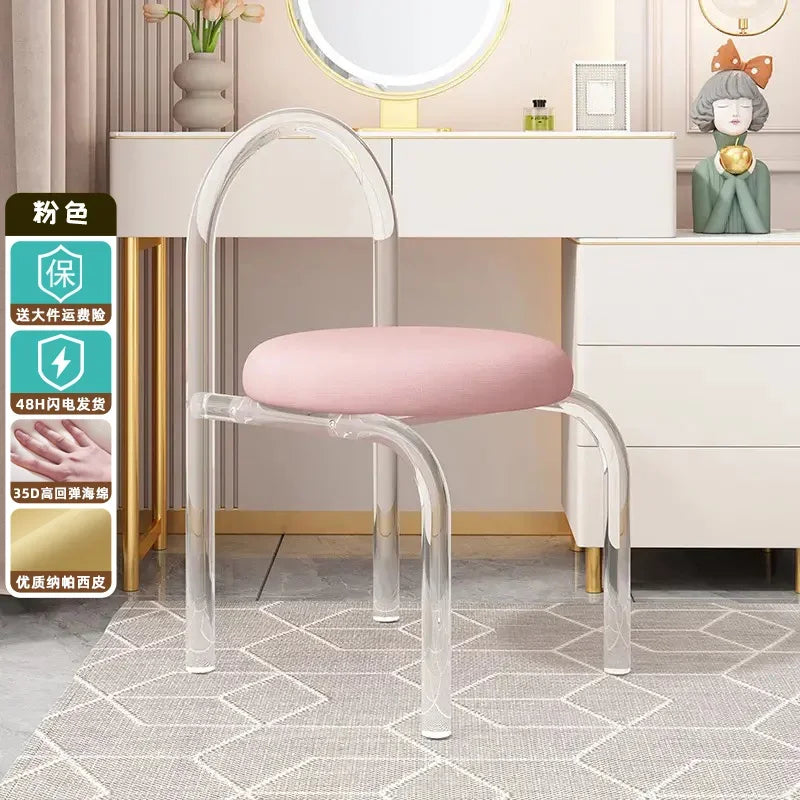 Nordic Luxury Modern Nordic Bedroom Originality Vanity Stools Cream Style Home Backrest Famous Transparent Dressing Furniture