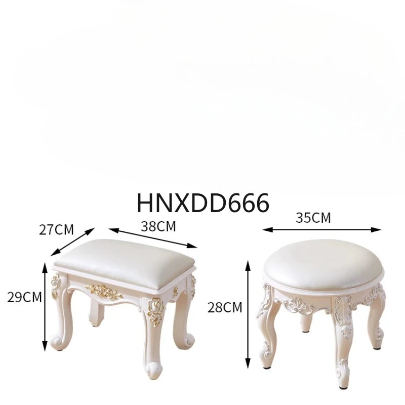 European style low stool modern bedroom stool off-white Hallway ottoman vanity chair makeup Footrest Interior home furniture