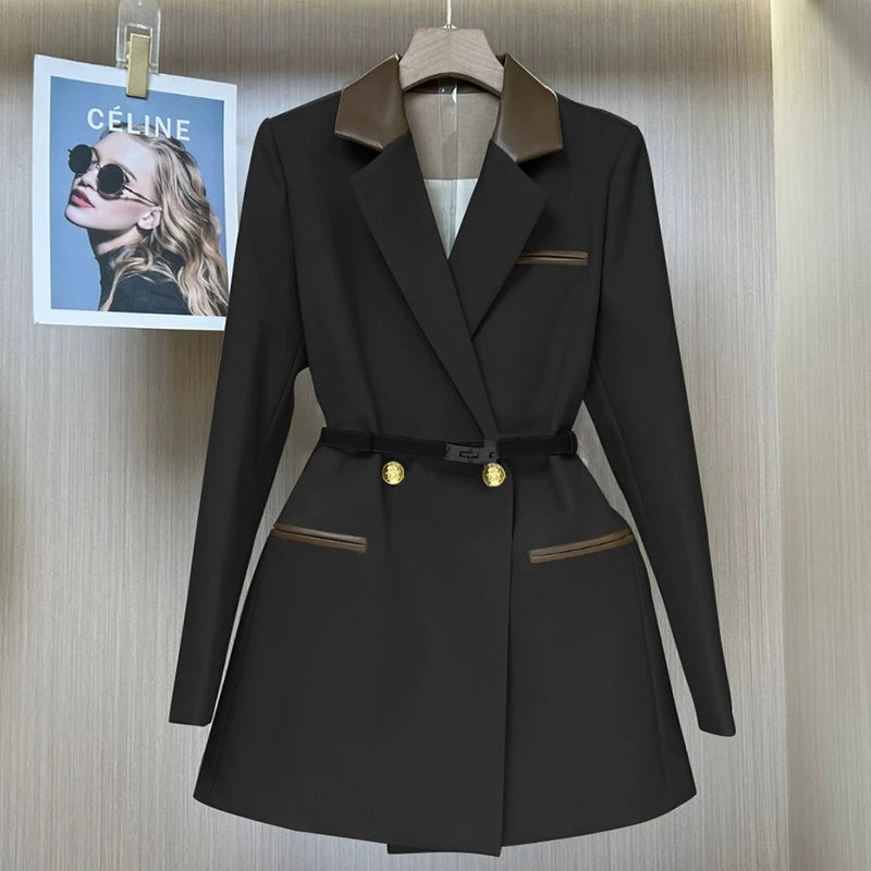 Autumn New Design Sense Stitching Suit Jacket Women Elegant Fashion Office Blazer Coat Lady Casual Slim Suit Outwear Top Clothes
