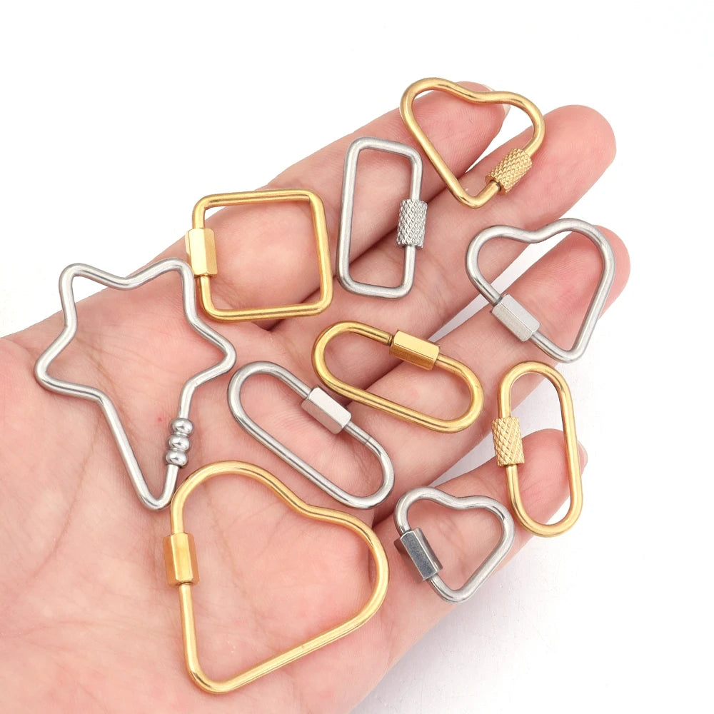 2pcs Stainless Steel Connectors Buckle Geometry For Clasps Hooks Connectors Necklace Bracelet DIY Jewelry Findings Accessories