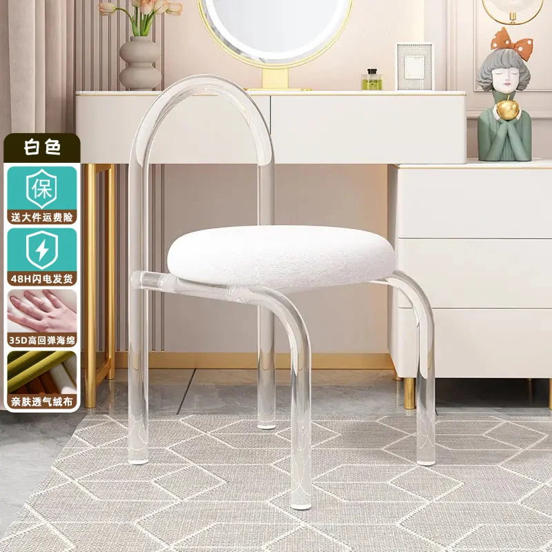 Nordic Luxury Modern Nordic Bedroom Originality Vanity Stools Cream Style Home Backrest Famous Transparent Dressing Furniture