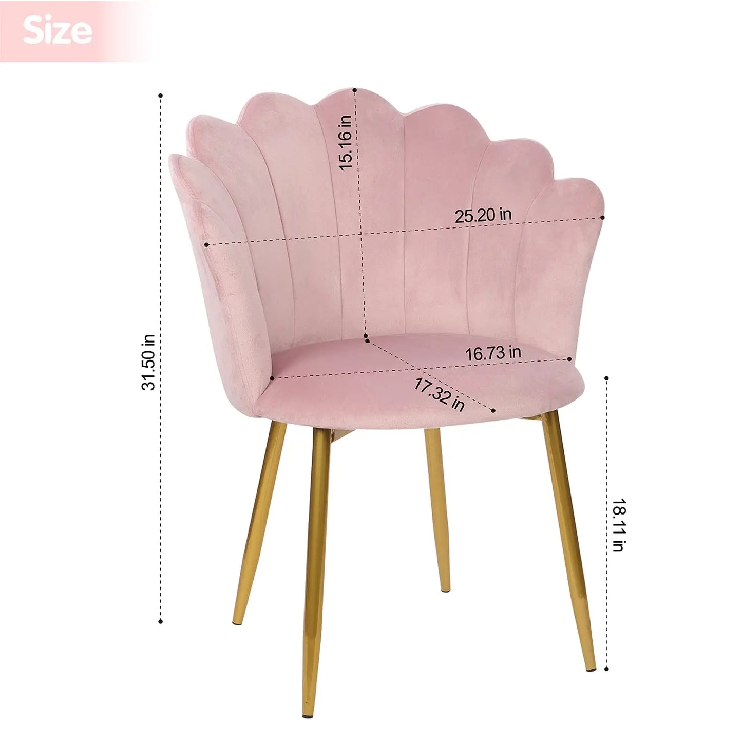 Modern Armchair Tub Chair, Velvet Vanity Dressing Table Chair with Curved High Back and Gold Plating Metal Legs for Bedroom, Liv