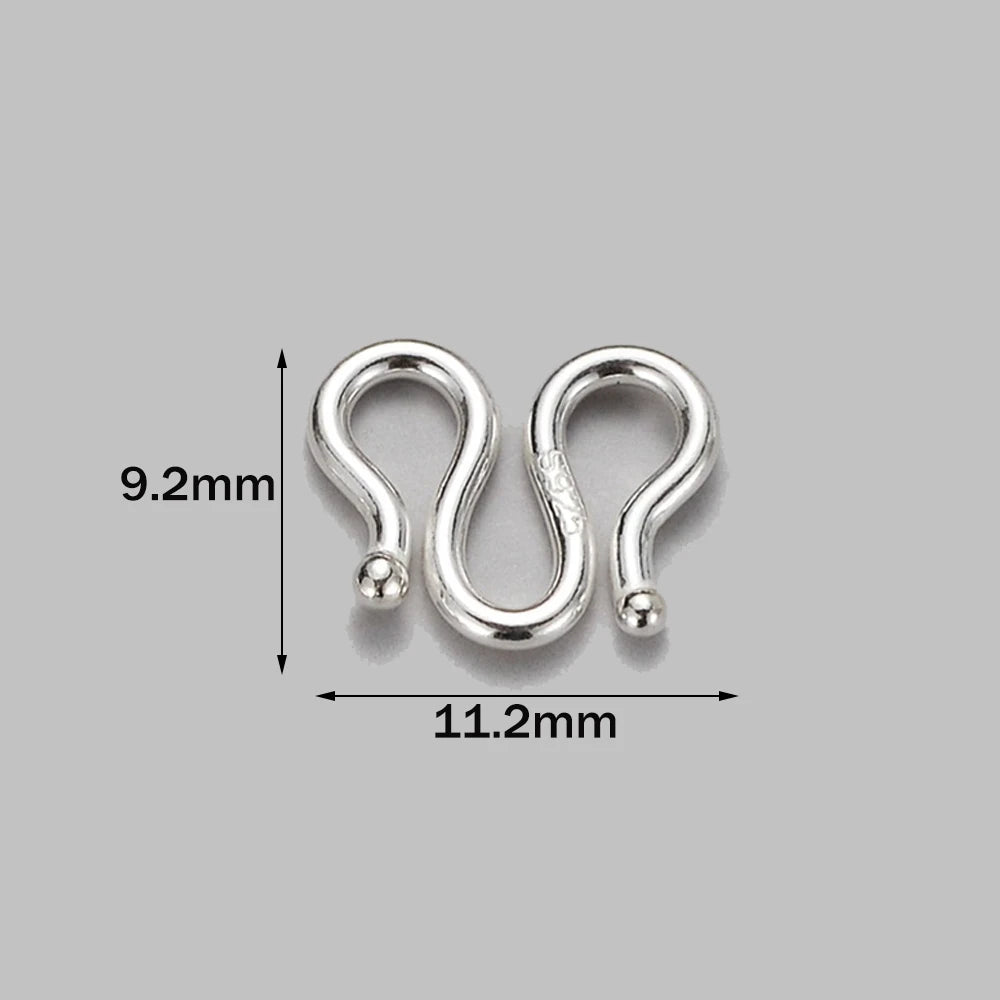 2Pcs 925 Sterling Silver Letter S M Shape Buckle Connectors For DIY Necklace Bracelet End Clasps Hooks Jewelry Making Supplies
