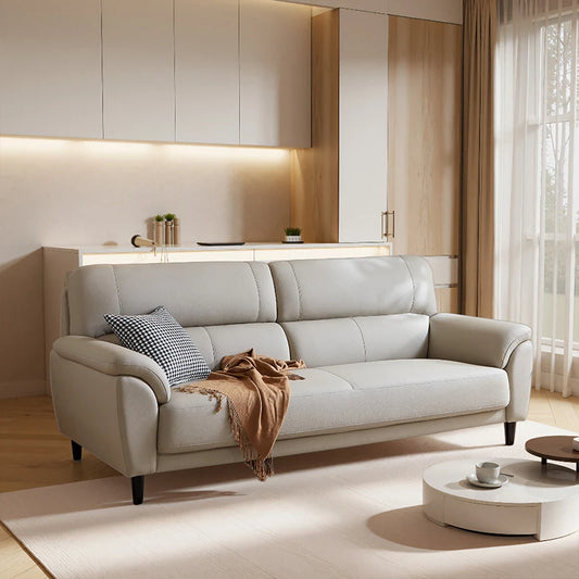 Leather sofa small apartment double first layer cowhide simple three-person sofa living room