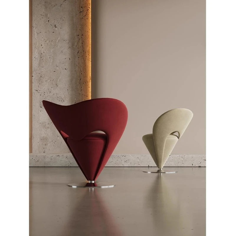 French Style Light Luxury Single Sofa Chair, Designer's Heart-shaped Women's Makeup Stool, Casual Cone-shaped Princess Chair