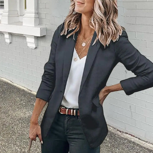 Women Cardigan Coat Slim Fit Long Sleeve Formal Business Office OL Style Single Button Cardigan Lady Suit Jacket