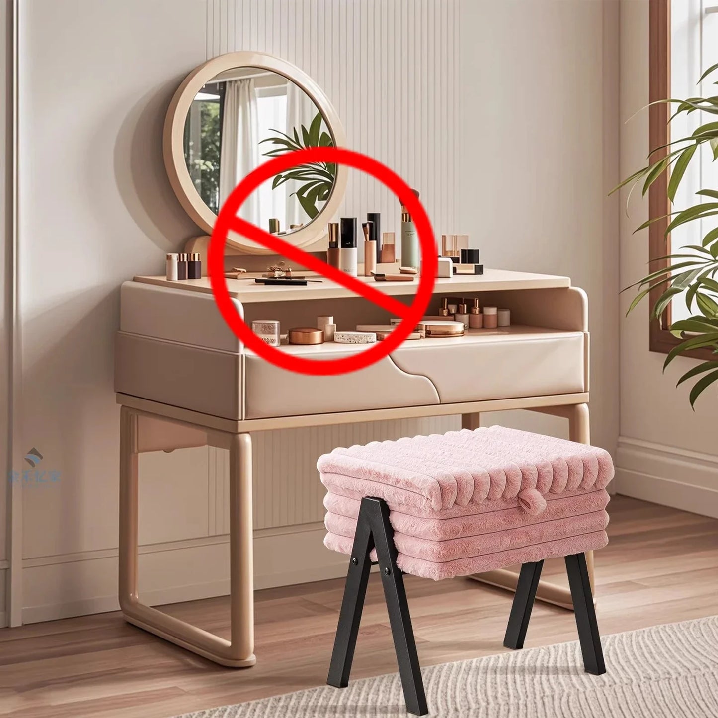 Bedroom Bench for Household Furniture Luxury High-end Girl Bedroom Dressing Table Stool Makeup Artist Special Stool with Storage