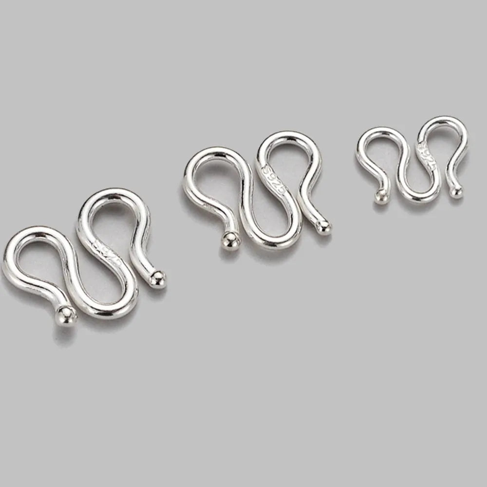 2Pcs 925 Sterling Silver Letter S M Shape Buckle Connectors For DIY Necklace Bracelet End Clasps Hooks Jewelry Making Supplies