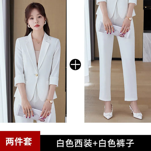 Casual Suit Set for Women, Summer Thin Style, High-End Feel, Petite Commuter, Professional and Elegant High-End Business Formal