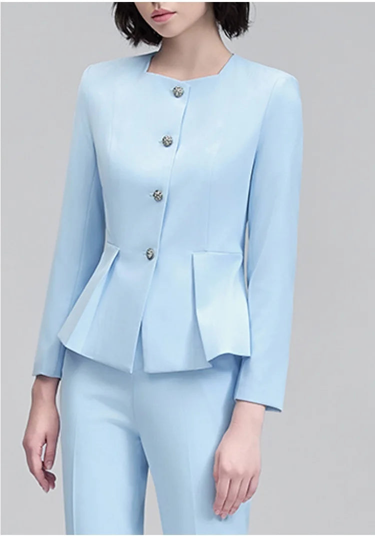 Elegant Styles Formal Women Business Suits with Pants and Jackets Coat OL Office Professional Pantsuits Trousers Set Blazer