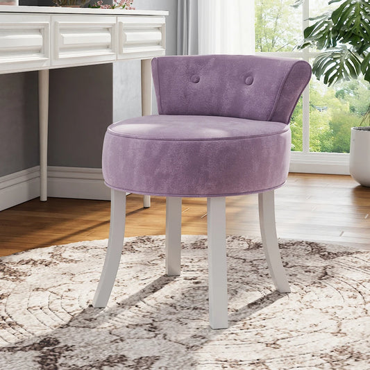 Modern Upholstered Velvet Dressing Table Stool, Low Back Bedroom Chair Makeup Chair Lounge Stool